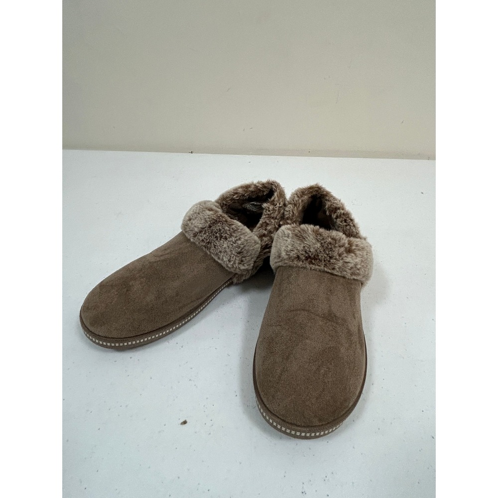 Skechers BOBS Keepsakes‎ Ice Angel Slippers Dark Taupe Faux Fur Memory Foam